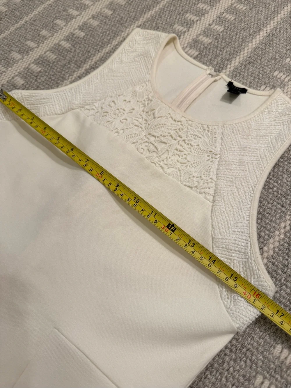J. Crew Creamy White Structured Lace-Trim Peplum Shell Tank Small